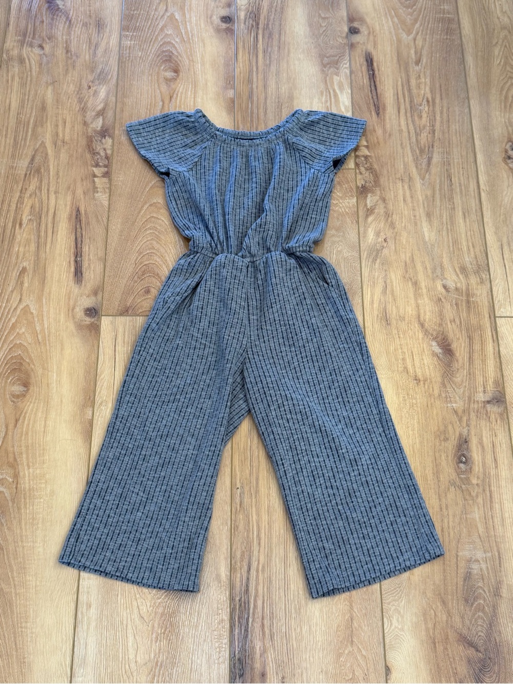 Cat & Jack Heather Gray Ribbed Wide-Leg Jumpsuit